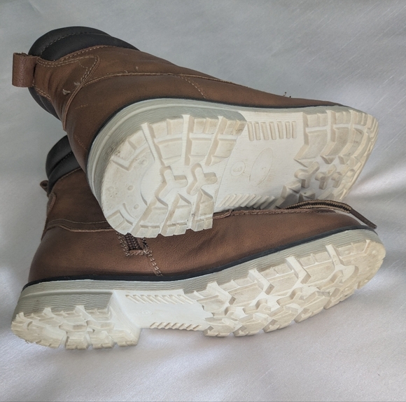 Joe Fresh. Brown Lace-Up Boots with Plaid Lining. Unisex - Picture 7 of 10